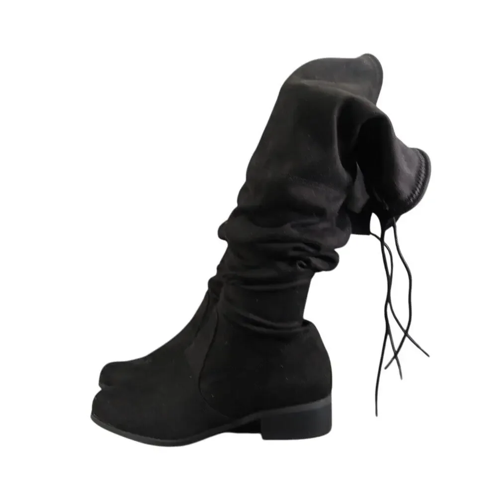 Charles David Shoes Women 7 Boots Fashion Over The Knee Gammon Pull On Tie Black